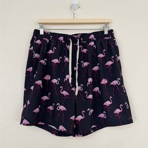 Sonoma Navy Swim Trunks with Pink Flamingo Print. J038